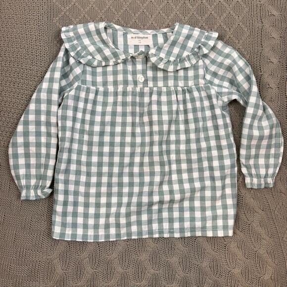 Mud Kingdom Checkered Shirt - Green & Cream ~ 110/5 - Picture 1 of 12